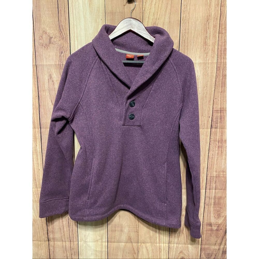 Eastern Mountain Sports XL Purple  Button V-Neck Long Sleeve Fleece Top Sweater